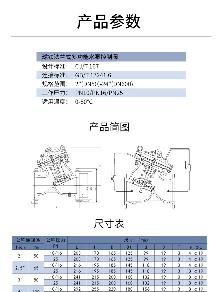 法兰式多功能水泵控制阀 法兰式多功能水泵控制阀