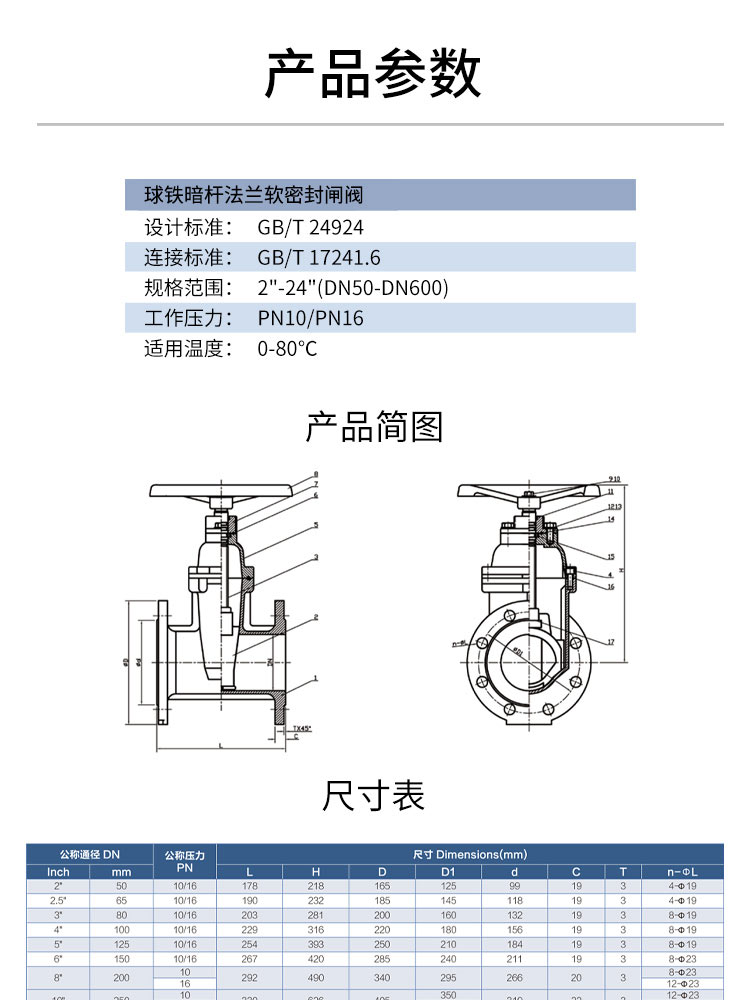 法兰暗杆软密封闸阀 法兰暗杆软密封闸阀
