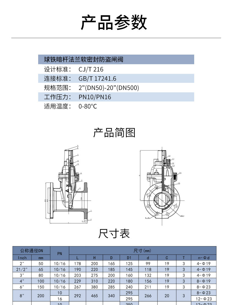 法兰暗杆软密封防盗闸阀 法兰暗杆软密封防盗闸阀