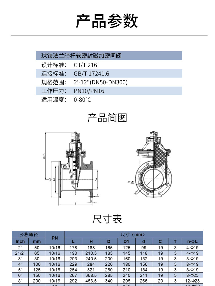 法兰暗杆软密封磁加密闸阀 法兰暗杆软密封磁加密闸阀