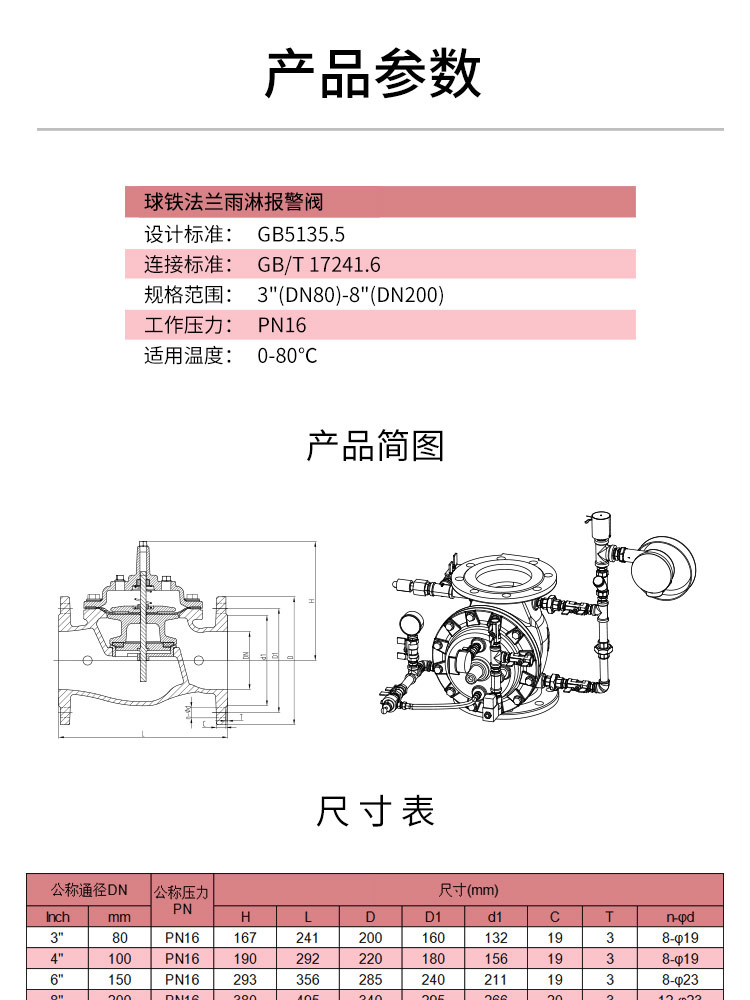法兰雨淋报警阀