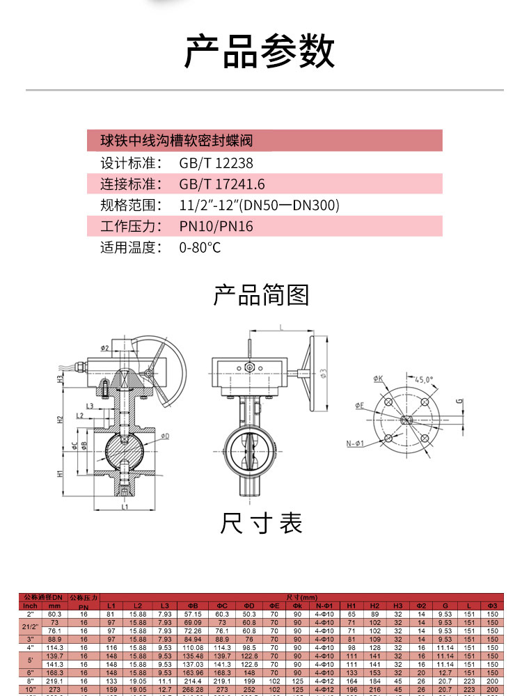 中线沟槽软密封蝶阀 中线沟槽软密封蝶阀